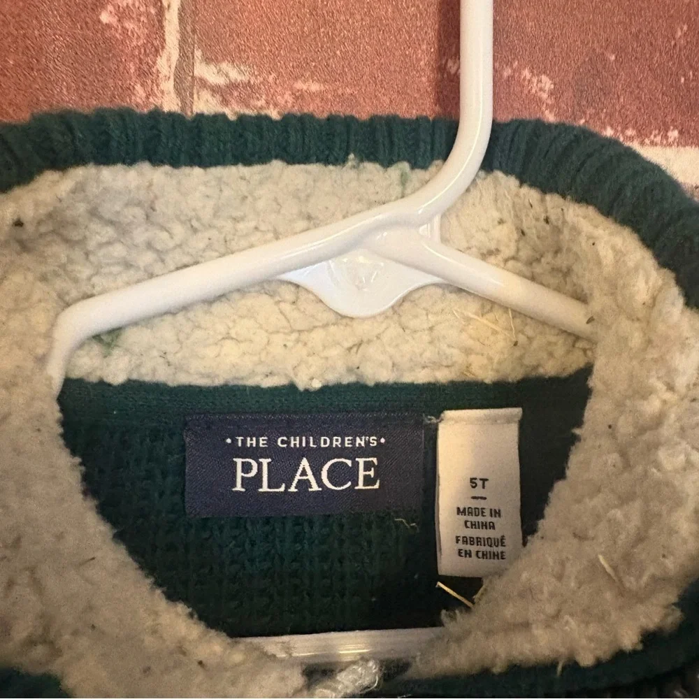 The Children's Place Dark Green Half-Zip Knit Sweater